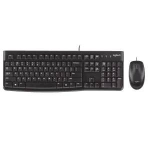 Logitech MK120 USB Keyboard and Mouse Combo – Wired, Spill-Resistant, Optical 1000 DPI, Plug & Play, Black (920-002546)