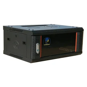 Rack 4U Wall Mount 19″ Cabinet 60×45 with PDU6, Fan & Shelf – Black (IP20, Lockable, 60kg Load)