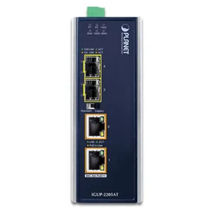 Planet IGUP-2205AT Industrial 2 Port 100/1000X SFP to 2 Port 10/100/1000T 802.3bt PoE Media Converter Blue (IGUP2205AT) - Image 3