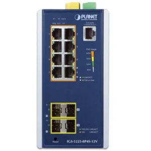 Planet L2 Industrial 8 Port 10/100/1000T 802.3at PoE  4 Port 100/1000X SFP Managed Ethernet Switch Blue (IGS-5225-8P4S) - Image 3