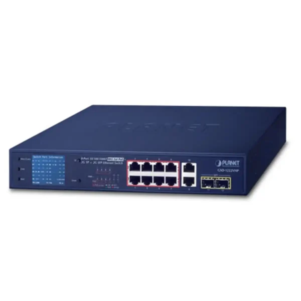 Planet-8-Port-101001000T-802.3at-PoE-2-Port-101001000T-2-Port-1000X-SFP-Ethernet-Switch-with-PoE-LCD-Monitor-Blue-GSD1222VHP-MEST-stores-best-online-shop-egypt