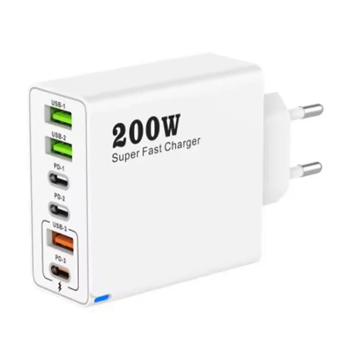 ADC‑PD010 200W GaN Super Fast Charger Product View with 6 USB Ports for Laptops and Smartphones – Available at MEST Stores Egypt
