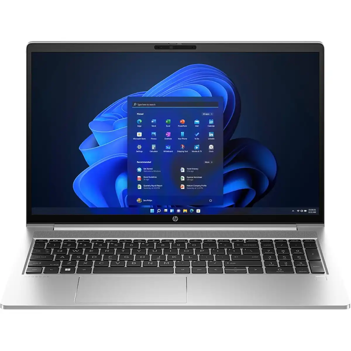 HP ProBook 450 G10 15.6-inch laptop with 13th Gen Intel Core i7, 16GB RAM, 512GB SSD, Intel Iris Xe Graphics, Silver color, front angle view