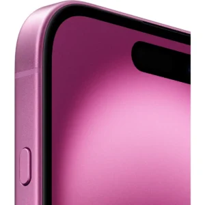 Upper front view of iPhone 16 Plus 256GB in Pink (MXY13ZD/A) – photographed in Egypt