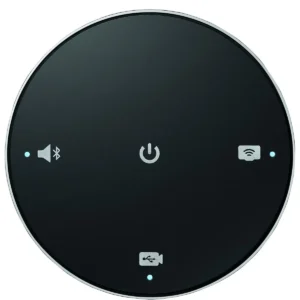Logitech ConferenceCam Connect remote control close-up with navigation buttons