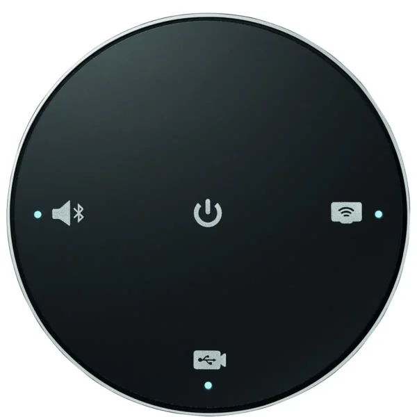 Logitech ConferenceCam Connect remote control close-up with navigation buttons