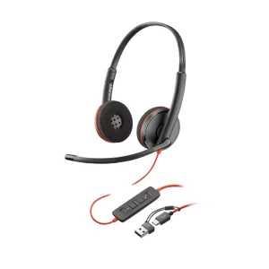 Poly Blackwire 3220 Stereo USB-C Headset + USB-C/A Adapter (8X228AA) | Noise-Cancelling