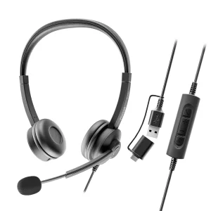 Axtel Flow UC Stereo Headset USB-C & USB-A Wired Noise-Cancelling with Inline Controls (AXH-FLOWUCD)